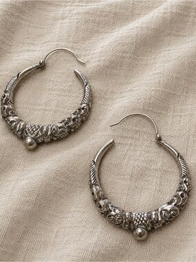 Antique Indian temple jewelry - large hoops